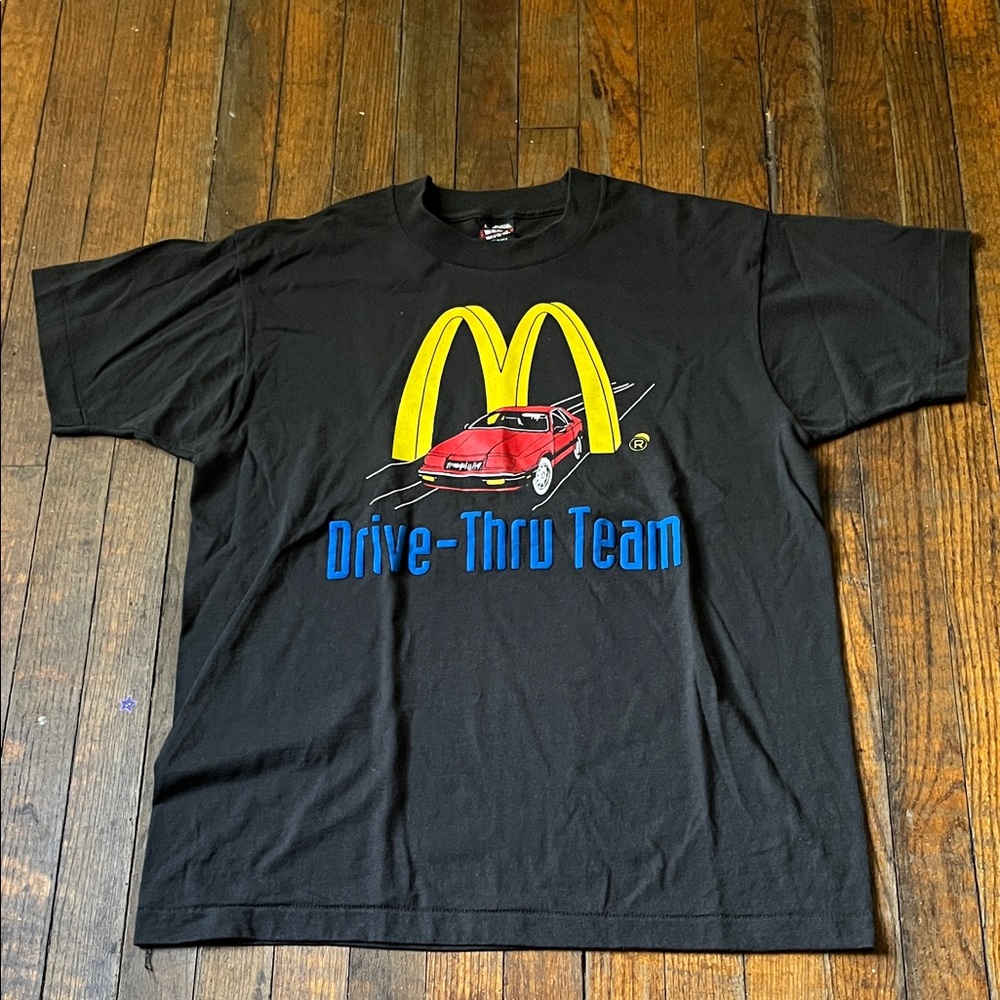 Vintage McDonalds Drive-Thru Team Golden Arches Shirt Screen Stars Size L 90s